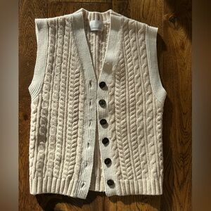 Rebecca Taylor Cream Cable Knit wool sweater vest